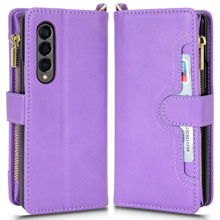 Pour Samsung Galaxy Z Fold4 5G Pockered Pocket Magnetin Closting Souple Designe - Violet