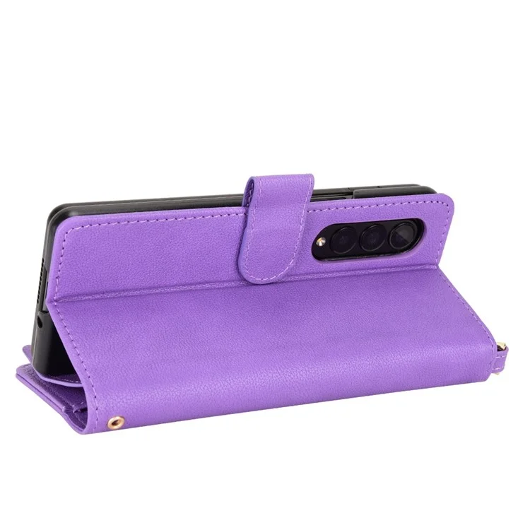 Pour Samsung Galaxy Z Fold4 5G Pockered Pocket Magnetin Closting Souple Designe - Violet