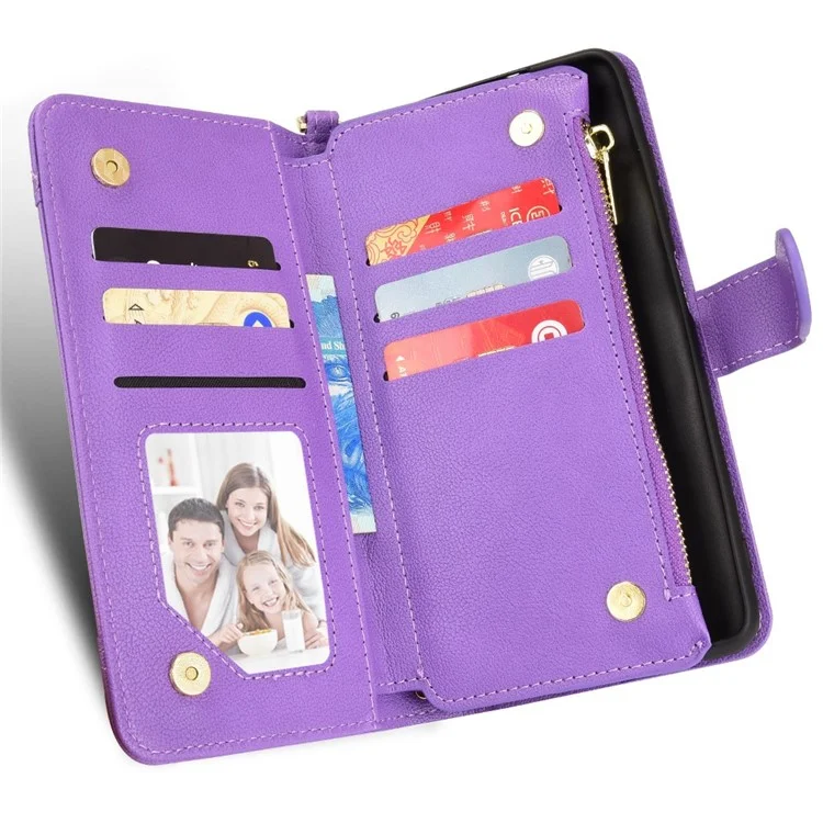 Pour Samsung Galaxy Z Fold4 5G Pockered Pocket Magnetin Closting Souple Designe - Violet