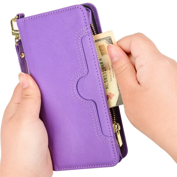 Pour Samsung Galaxy Z Fold4 5G Pockered Pocket Magnetin Closting Souple Designe - Violet