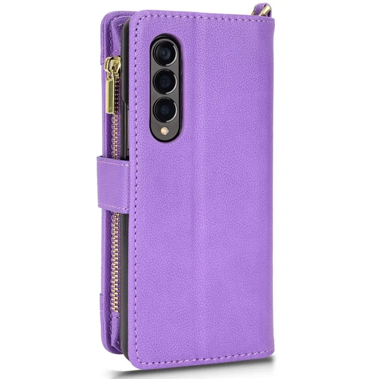 Pour Samsung Galaxy Z Fold4 5G Pockered Pocket Magnetin Closting Souple Designe - Violet
