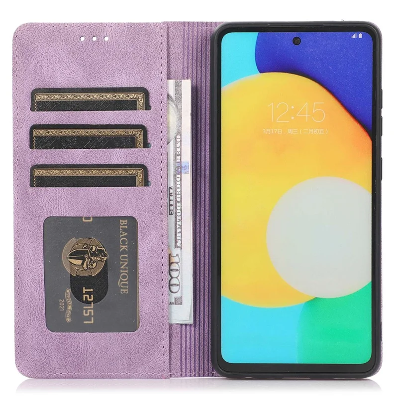 PU-læderet wallet-taske til Samsung Galaxy A32 5G / Galaxy M32 5G med magnetlukning, stødfast cover med stand - Lilla