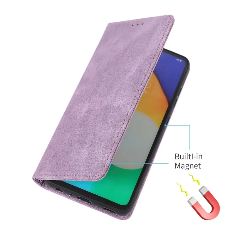 PU-læderet wallet-taske til Samsung Galaxy A32 5G / Galaxy M32 5G med magnetlukning, stødfast cover med stand - Lilla