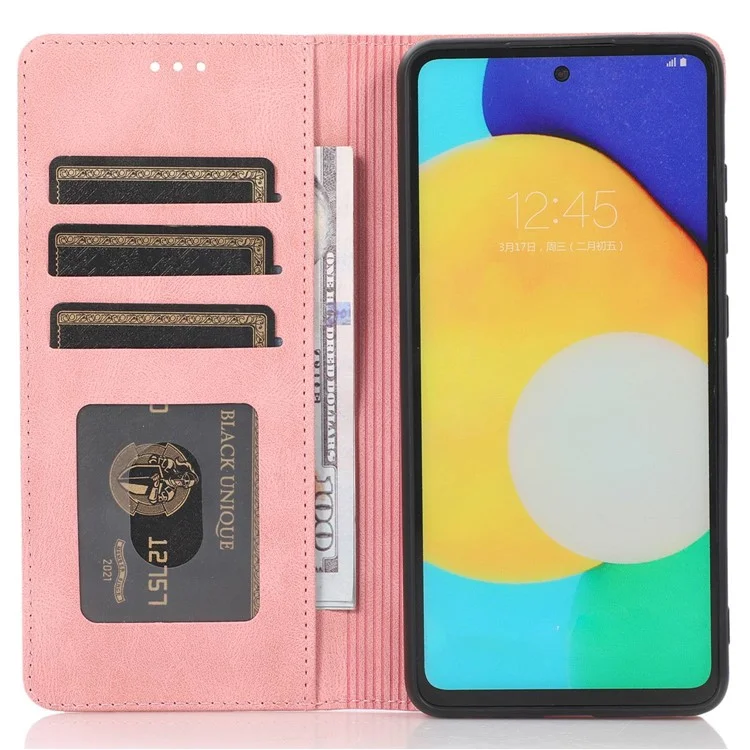 Für Samsung Galaxy A32 5G / Galaxy M32 5G PU-Leder-Brieftasche Handyhülle Magnetverschluss Stoßfeste Abdeckung mit Ständer - Roségold