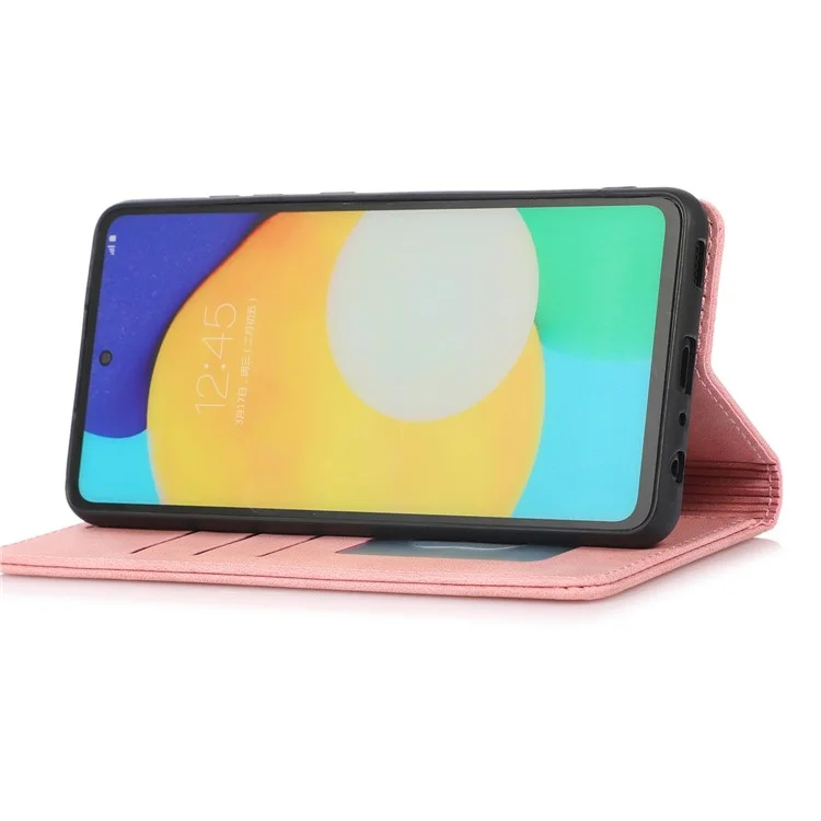 Für Samsung Galaxy A32 5G / Galaxy M32 5G PU-Leder-Brieftasche Handyhülle Magnetverschluss Stoßfeste Abdeckung mit Ständer - Roségold