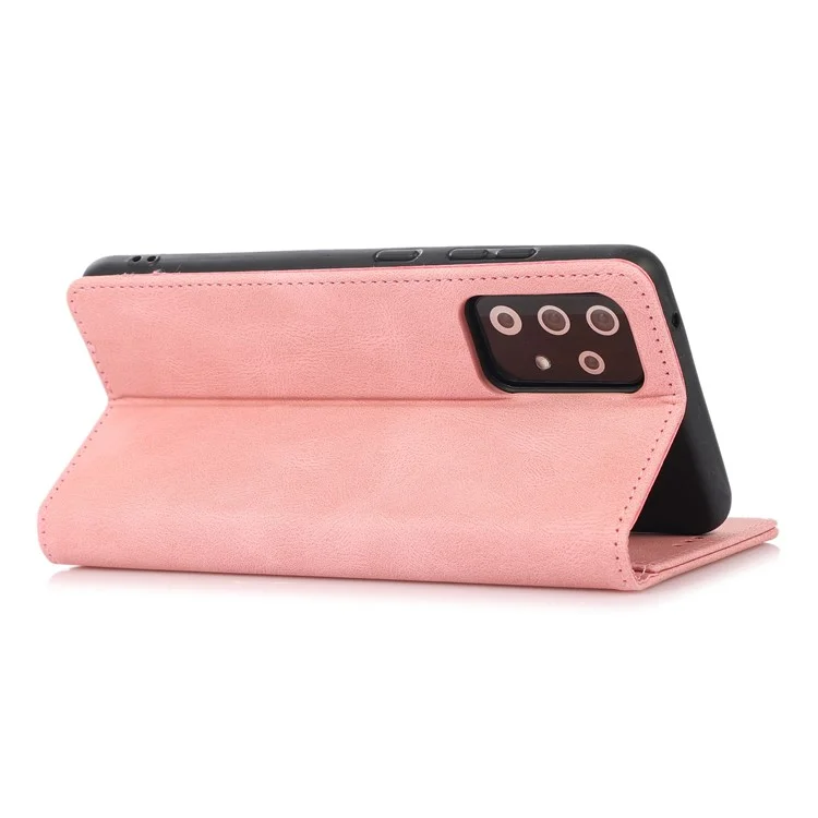 Für Samsung Galaxy A32 5G / Galaxy M32 5G PU-Leder-Brieftasche Handyhülle Magnetverschluss Stoßfeste Abdeckung mit Ständer - Roségold