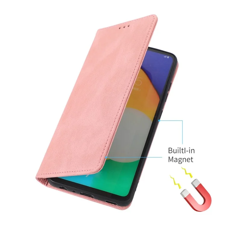 Für Samsung Galaxy A32 5G / Galaxy M32 5G PU-Leder-Brieftasche Handyhülle Magnetverschluss Stoßfeste Abdeckung mit Ständer - Roségold