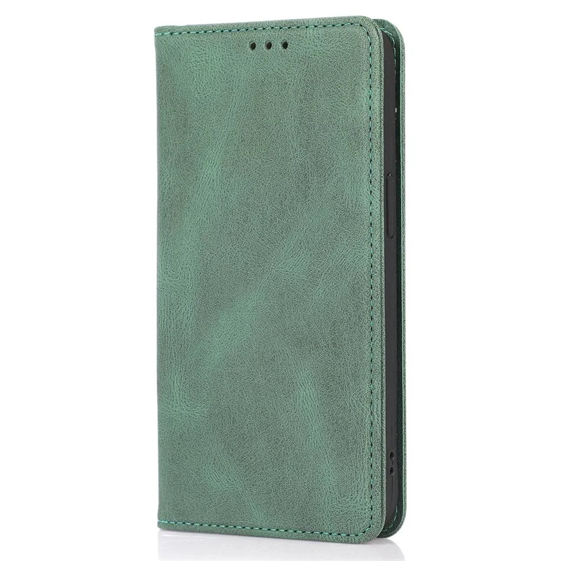 For iPhone 14 Plus Anti-Drop Phone Case Magnetic Closure PU Leather Cover Scratch Resistant Wallet Stand Shell - Green