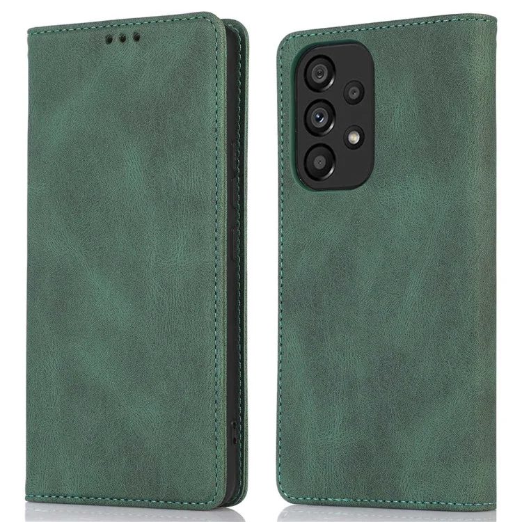 Für Samsung Galaxy A53 5G Wallet Phone Case Magnetische Adsorption PU Leder Abdeckung Stoßfest Schale mit Ständer - Grün