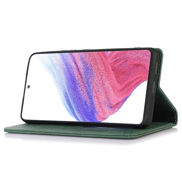Für Samsung Galaxy A53 5G Wallet Phone Case Magnetische Adsorption PU Leder Abdeckung Stoßfest Schale mit Ständer - Grün