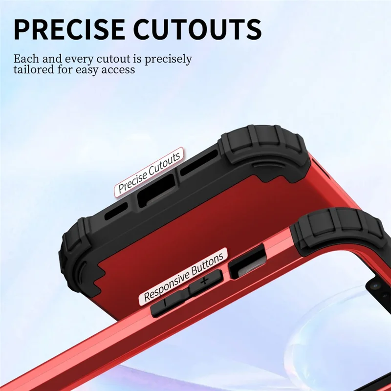 For iPhone 14 6.1 inch 3-in-1 Impact Resistant Silicone + PC Hybrid Cover Thicken Corners Design Mobile Phone Back Case - Red