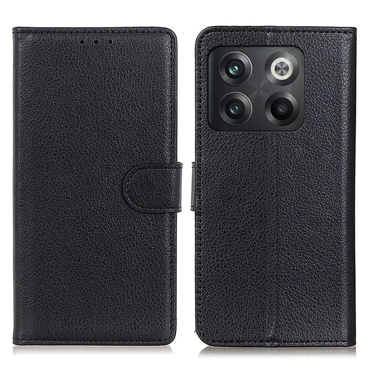 For OnePlus 10T 5G / Ace Pro 5G Litchi Texture Wallet Flip Case PU Leather  Stand Magnetic Closure Protective Cover - Black