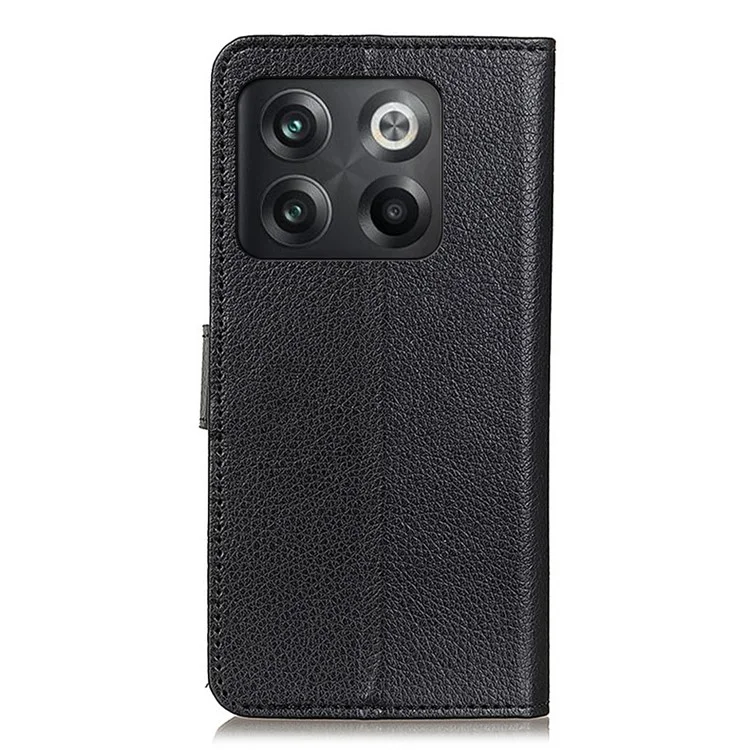 For OnePlus 10T 5G / Ace Pro 5G Litchi Texture Wallet Flip Case PU Leather  Stand Magnetic Closure Protective Cover - Black