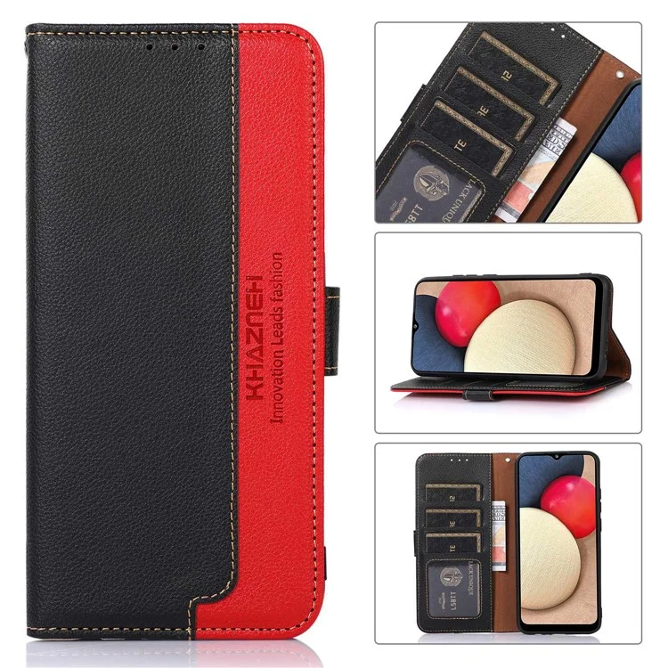 KHAZNEH For OnePlus 10T 5G / Ace Pro 5G Flip Folio Wallet RFID Blocking Case Litchi Texture PU Leather Magnetic Handbag Stand Cover with Strap - Black