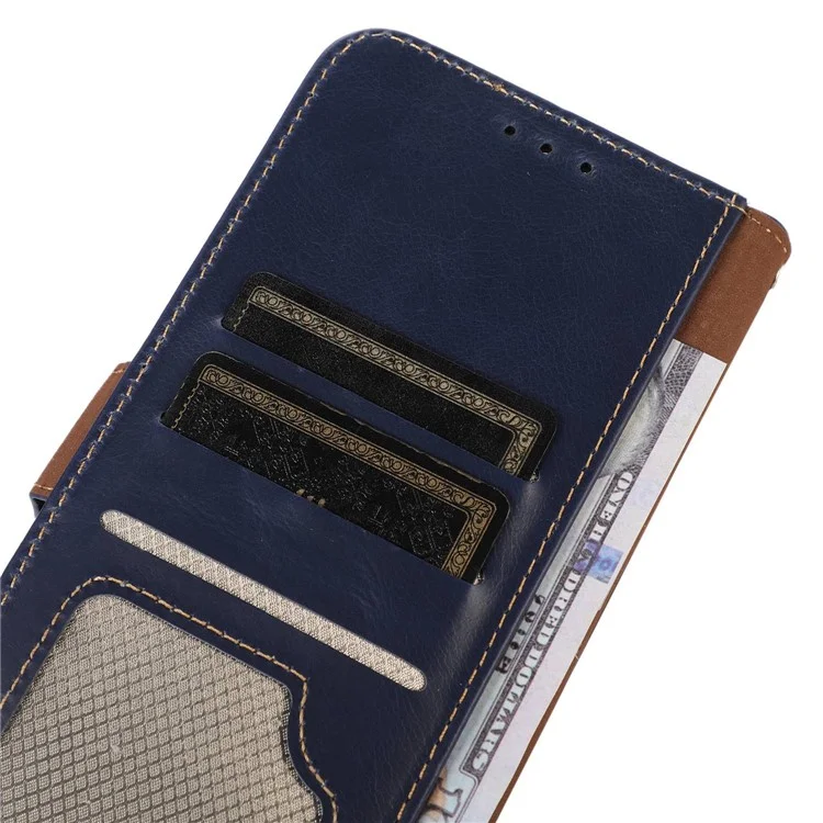 Para OnePlus 10t 5G / Ace Pro 5G Crazy Horse Texture Rfid Bloqueo de Teléfono Caja de Teléfono Anti-caza de Cuero de Vaca Genuino+tpu Con Soporte de Billetera - Azul