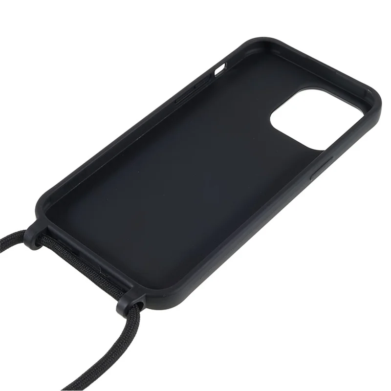 For iPhone 14 Pro 6.1 inch Integrated TPU Phone Case Anti-scratch Back Cover with Adjustable Lanyard - Black