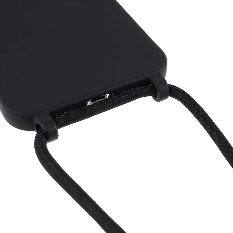 For iPhone 14 Pro Max 6.7 inch Integrated TPU Case Drop-proof Back Cover with Adjustable Lanyard - Black