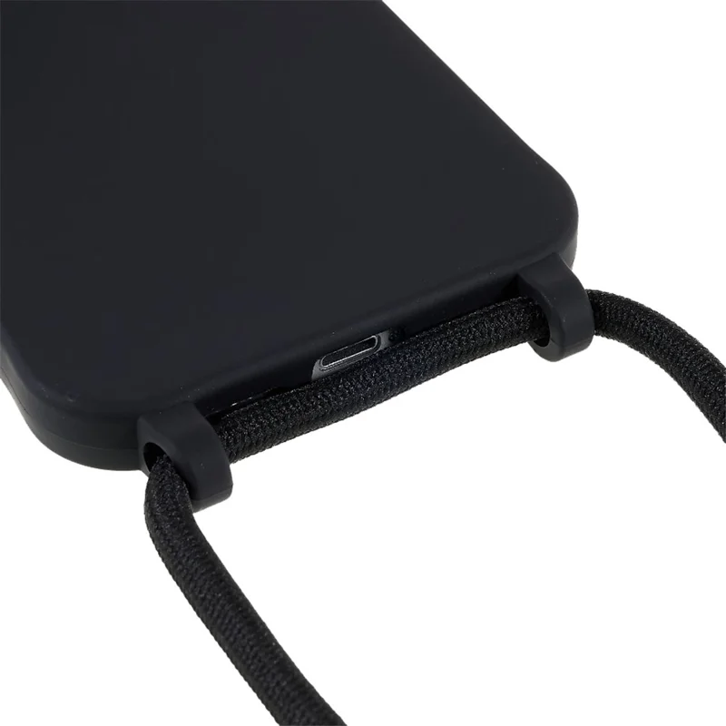 For iPhone 14 6.1 inch Integrated Soft TPU Case Drop-proof Protective Cover with Lanyard - Black