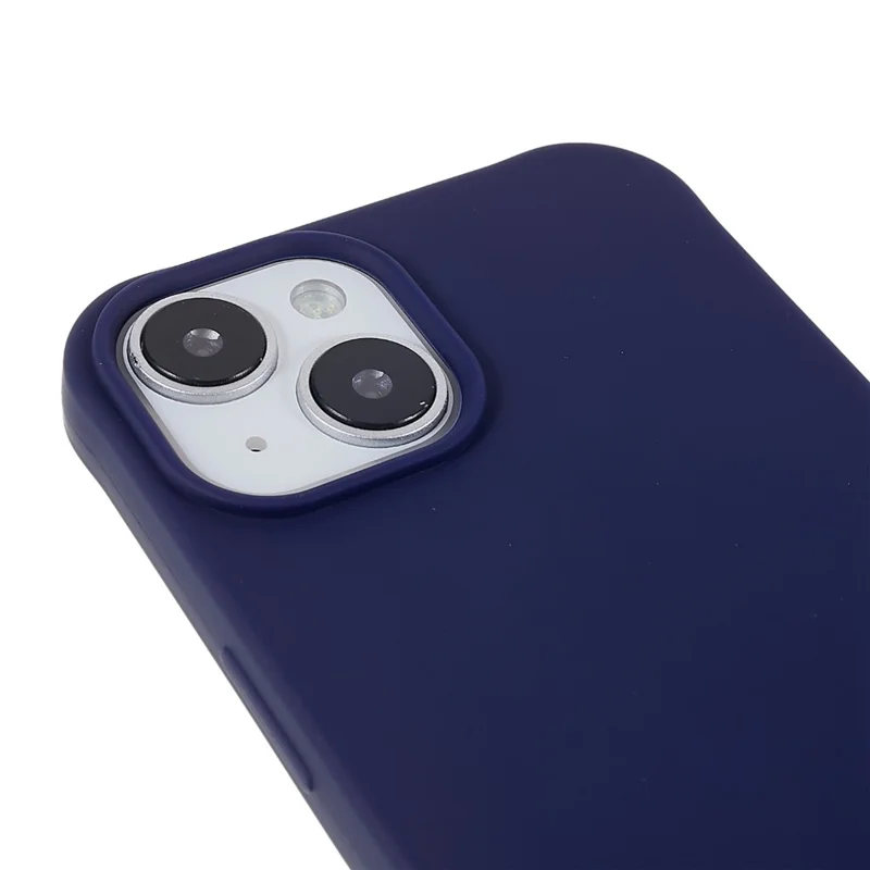 For iPhone 14 Plus Integrated TPU Phone Back Case Anti-scratch Anti-drop Cover with Lanyard - Dark Blue