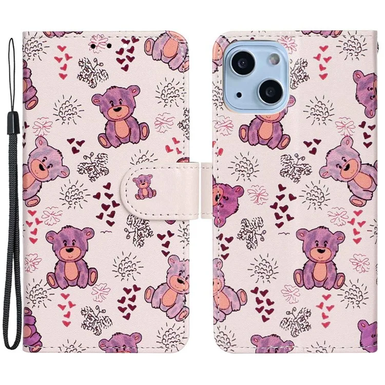 Per Iphone 14 Max da 6,7 ​​pollici in Rilievo in Cuoio Per Pheret in Cuoio Per la Chiusura Magnetica Antidrop Con Cinturino Per Mano - Orso