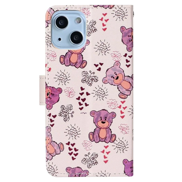 Per Iphone 14 Max da 6,7 ​​pollici in Rilievo in Cuoio Per Pheret in Cuoio Per la Chiusura Magnetica Antidrop Con Cinturino Per Mano - Orso