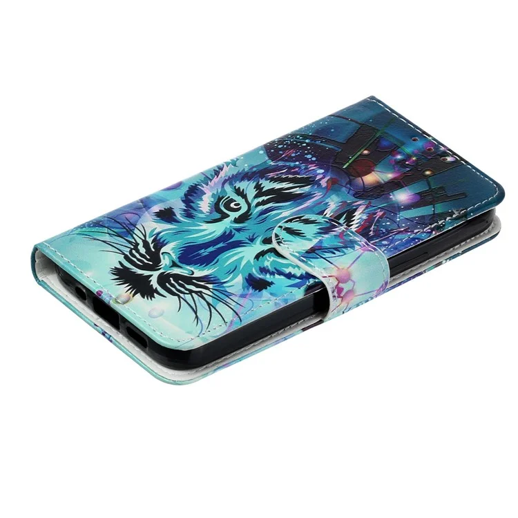 For iPhone 14 Pro Max 6.7 inch PU Leather Pattern Embossed Case Wallet Foldable Stand Folio Flip Phone Cover with Hand Strap - Wolf