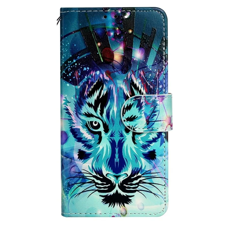 For iPhone 14 Pro Max 6.7 inch PU Leather Pattern Embossed Case Wallet Foldable Stand Folio Flip Phone Cover with Hand Strap - Wolf