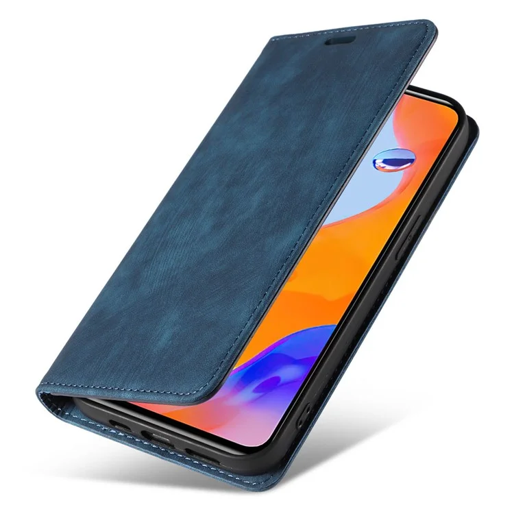 For Xiaomi Redmi Note 12 Pro 4G / Note 11 Pro 5G (Qualcomm) / Note 11 Pro 4G (MediaTek) Foldable Stand PU Leather Wallet Cover Magnetic Auto-absorbed Phone Case - Blue