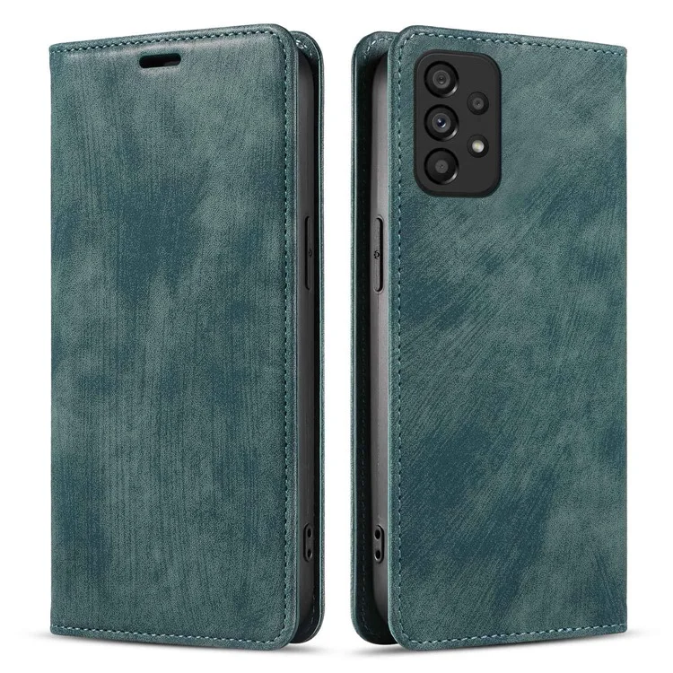 Pour Samsung Galaxy A53 5G Magnetic Auto-absorbed PU Leather Cover Inner TPU Phone Case with Stand Wallet - Vert