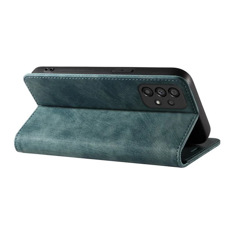 Pour Samsung Galaxy A53 5G Magnetic Auto-absorbed PU Leather Cover Inner TPU Phone Case with Stand Wallet - Vert