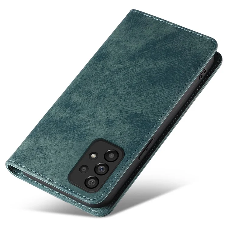 Pour Samsung Galaxy A53 5G Magnetic Auto-absorbed PU Leather Cover Inner TPU Phone Case with Stand Wallet - Vert