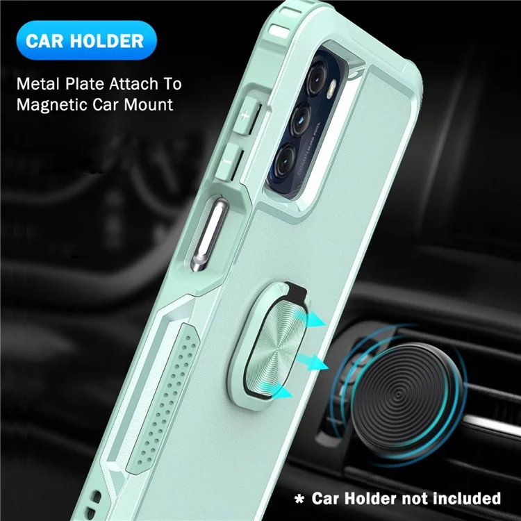 Per Motorola Moto G 5G (2022) PC 3 in 1 PC + Coperchio Protettivo Per il Telefono Antidrop in Silicone Con Cavalletto ad Anello Rotabile - Verde