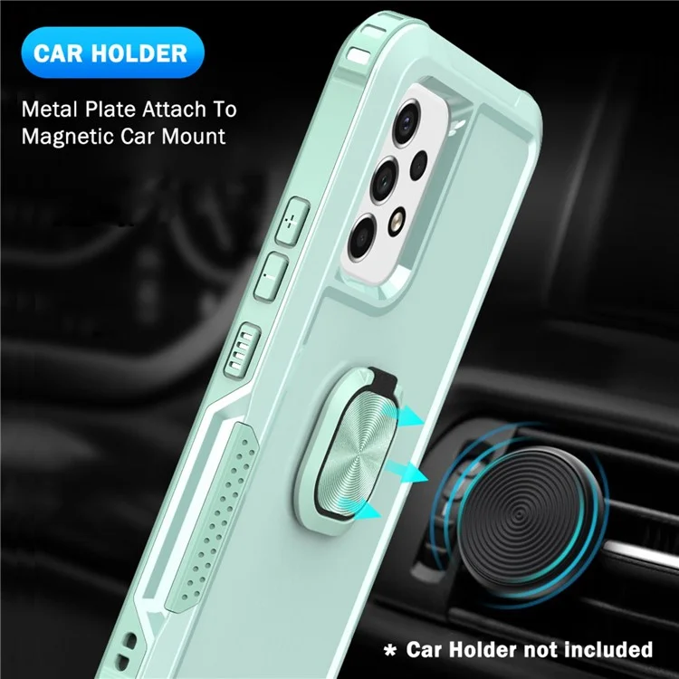 Para o Samsung Galaxy A33 5G 3 em 1 Caixa de Telefone de Kickstand Ring Suport de Proteção Full Protection Hybrid Back Cover - Verde