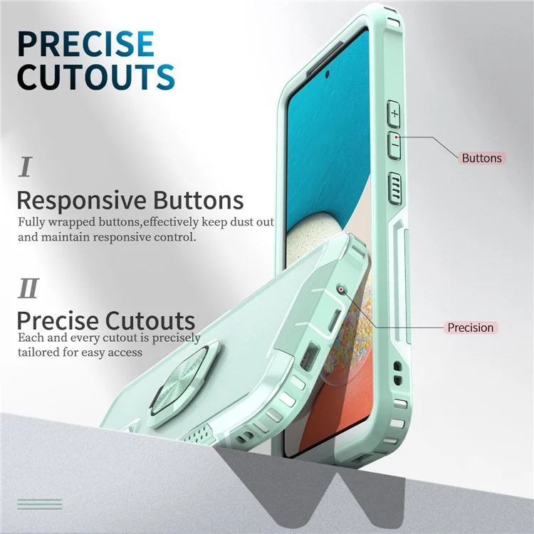 Para o Samsung Galaxy A33 5G 3 em 1 Caixa de Telefone de Kickstand Ring Suport de Proteção Full Protection Hybrid Back Cover - Verde
