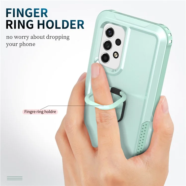 Para o Samsung Galaxy A33 5G 3 em 1 Caixa de Telefone de Kickstand Ring Suport de Proteção Full Protection Hybrid Back Cover - Verde