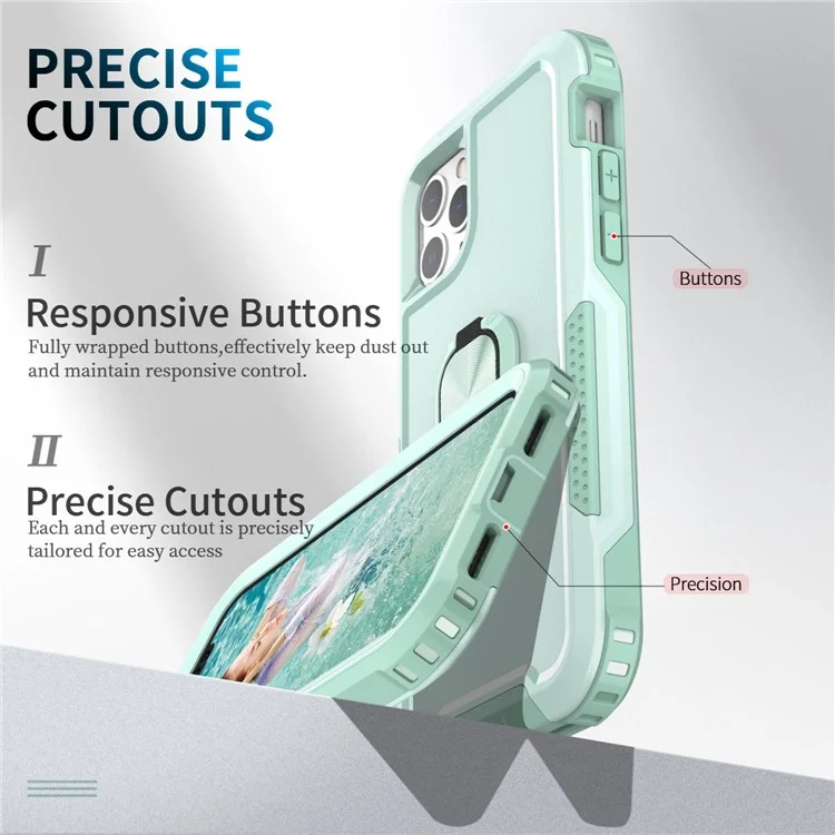 Para Iphone 12 Pro Máximo 6,7 Polegadas 3 em 1 PC + Silicone Caixa - Verde