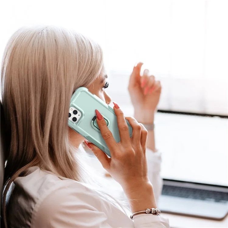 Para Iphone 12 Pro Máximo 6,7 Polegadas 3 em 1 PC + Silicone Caixa - Verde