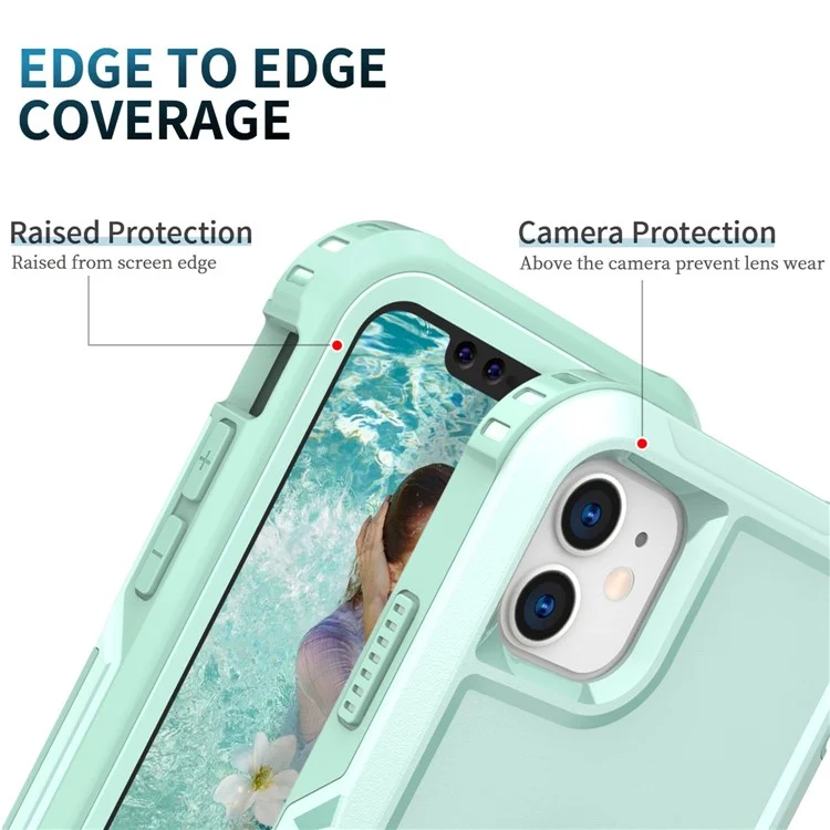 Für Iphone 11 6,1 Zoll Drop-sof-pc + Silikon-telefonhülle Rotatable Ring Kickstand Wear-resistente Telefonabdeckung - Grün