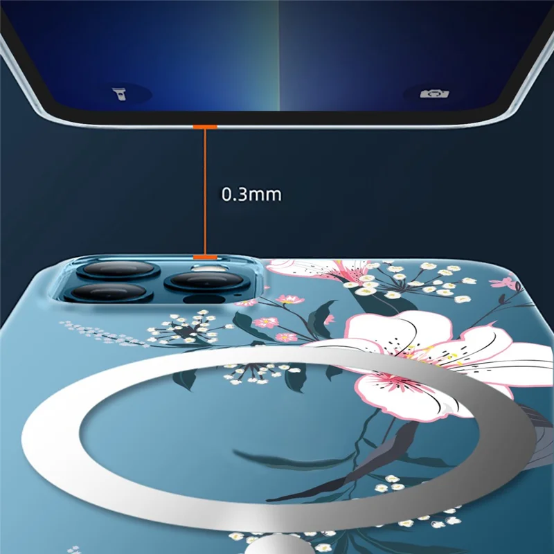 Цветочная серия для iPhone 14 6.1 дюйма Совместима с беспроводной зарядкой MagSafe Чехол с цветочным рисунком, матовая конструкция TPU + PC - Орхидея