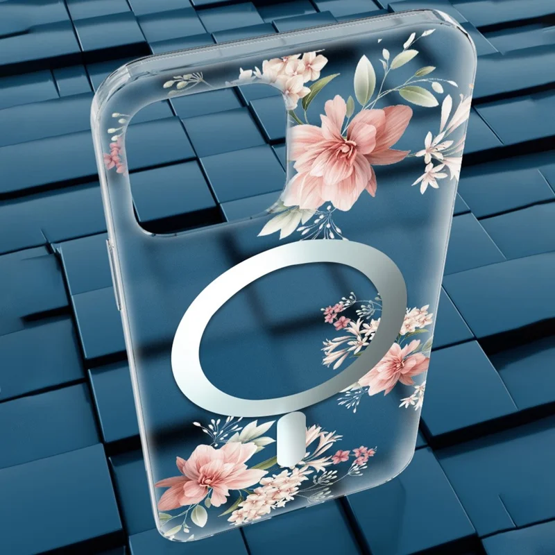 Цветочная серия для iPhone 14 6.1 дюйма Совместима с беспроводной зарядкой MagSafe Чехол с цветочным рисунком, матовая конструкция TPU + PC - Орхидея