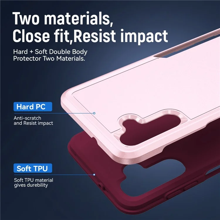For Samsung Galaxy A13 5G PC + TPU Dual Layer Protection Cover Back Protector Anti-drop Phone Case - Pink / Rose