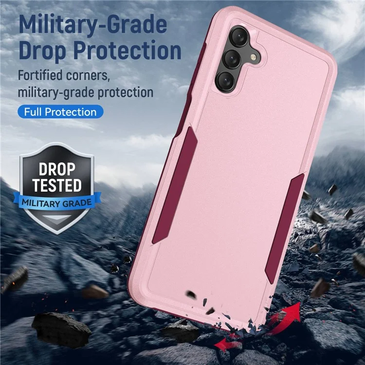 For Samsung Galaxy A13 5G PC + TPU Dual Layer Protection Cover Back Protector Anti-drop Phone Case - Pink / Rose