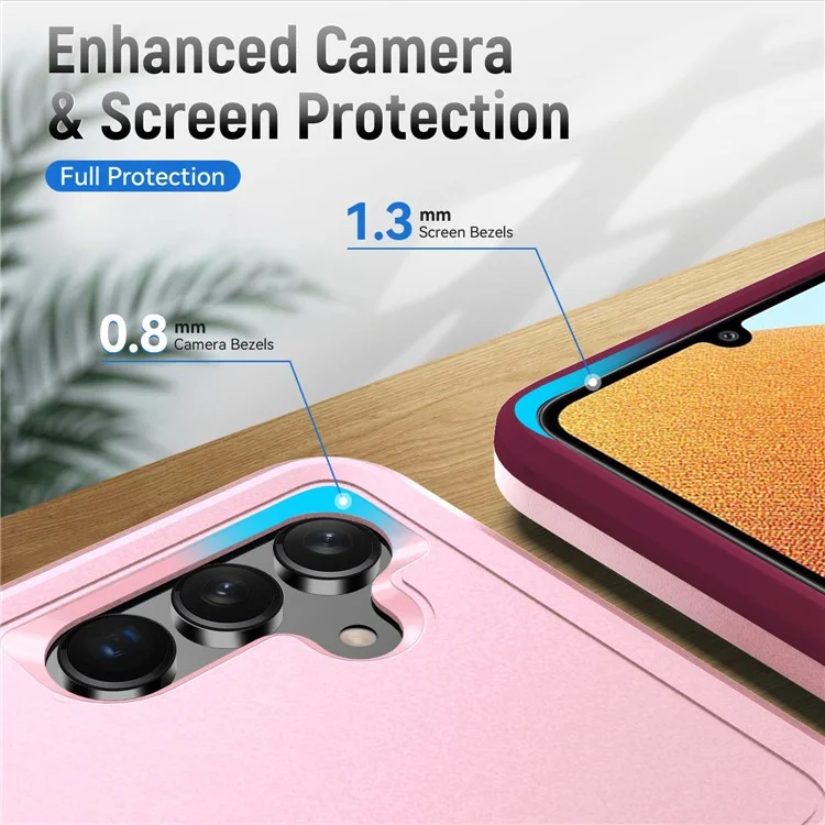 For Samsung Galaxy A13 5G PC + TPU Dual Layer Protection Cover Back Protector Anti-drop Phone Case - Pink / Rose