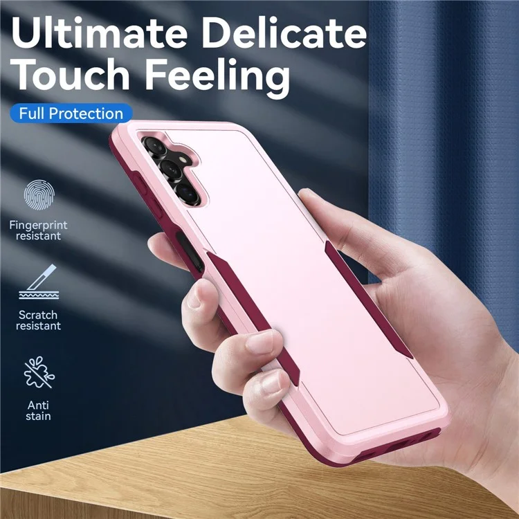 For Samsung Galaxy A13 5G PC + TPU Dual Layer Protection Cover Back Protector Anti-drop Phone Case - Pink / Rose