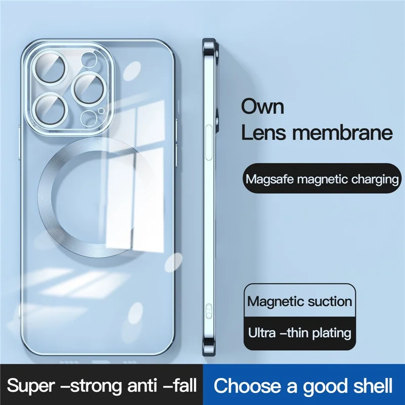 For iPhone 14 Plus Magnetic Charging TPU Phone Back Cover Ultra-Thin Phone Case with Lens Film - Green