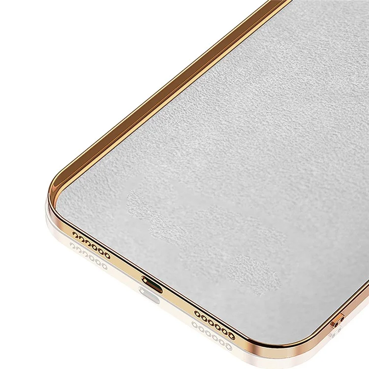 Funda blanda de TPU con recorte preciso para iPhone 14 de 6.1 pulgadas, con soporte de anillo y soporte 9D Electroplating Mobile Phone Back Cover - Blanco