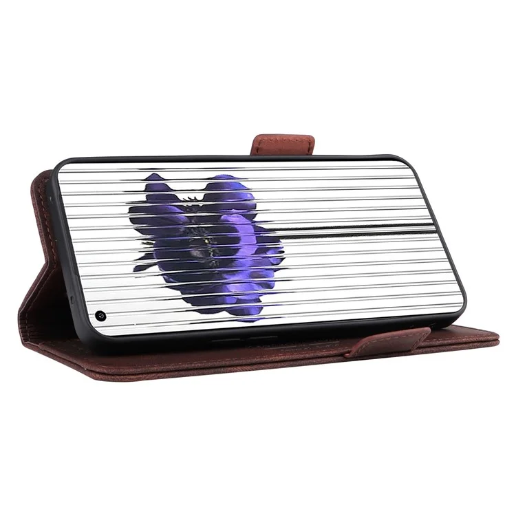 For Nothing phone (1) 5G Hardware Decor Cell Phone Case PU Leather Wallet Stand Fully Wrapped Shell - Coffee