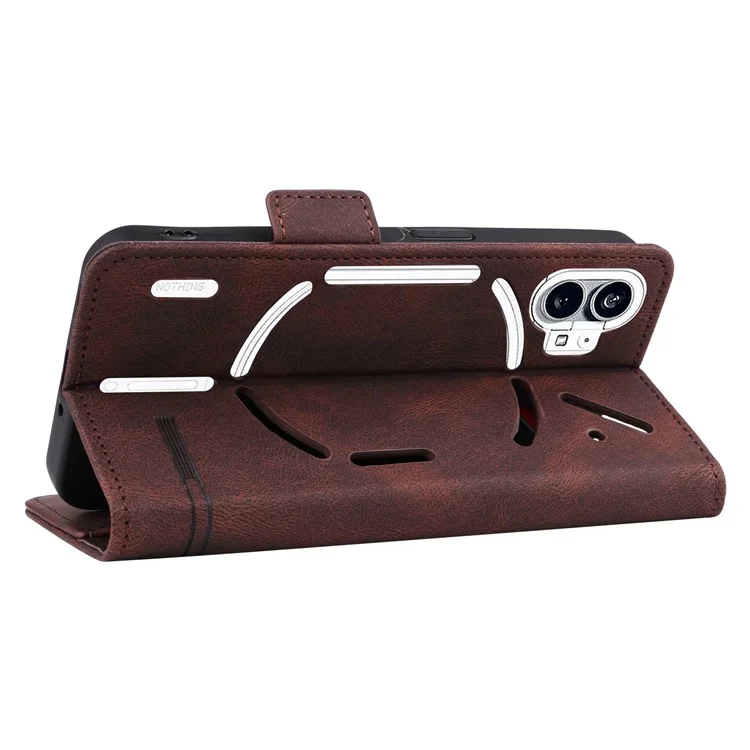 For Nothing phone (1) 5G Hardware Decor Cell Phone Case PU Leather Wallet Stand Fully Wrapped Shell - Coffee