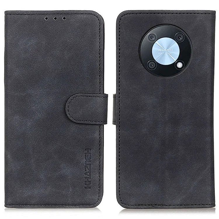 KHAZNEH for Huawei nova Y90 4G Shockproof Vintage PU Leather Cover Wallet Stand Protective Phone Case - Black
