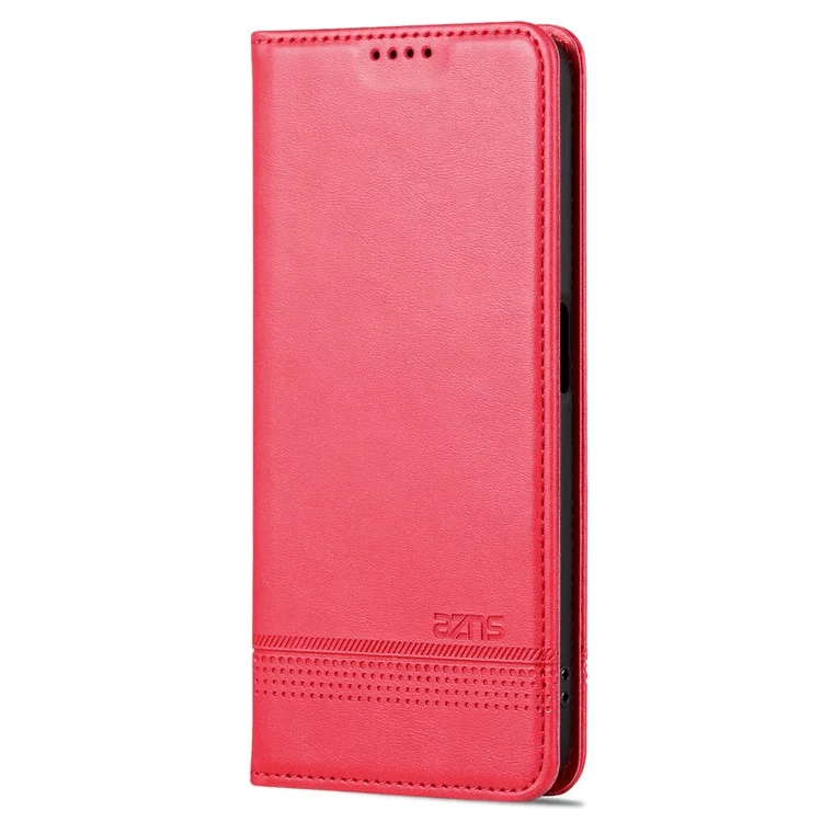 AZNS Protection Protection PU Cuir PU Pour Oppo A97 5G Magnetine Closure Pauture Sur Bourne - Rouge
